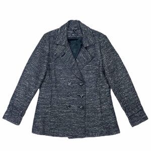 Vintage Spiegel Black Silver Metallic 3 Button Double Breasted Peacoat Size 10